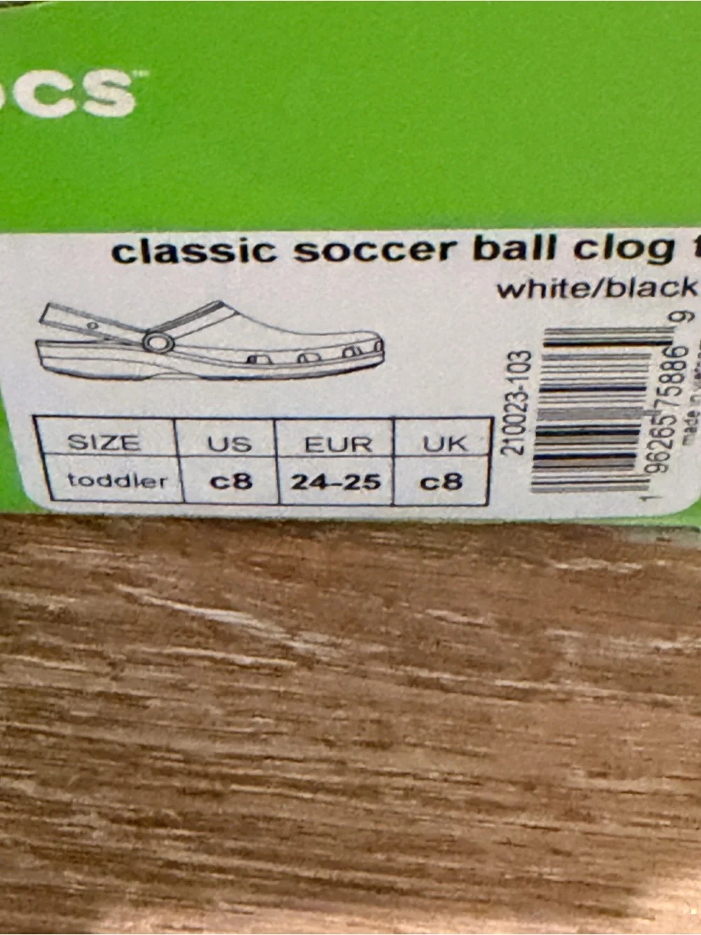 CROCS Kids Soccer Clog Sandals - White & Black